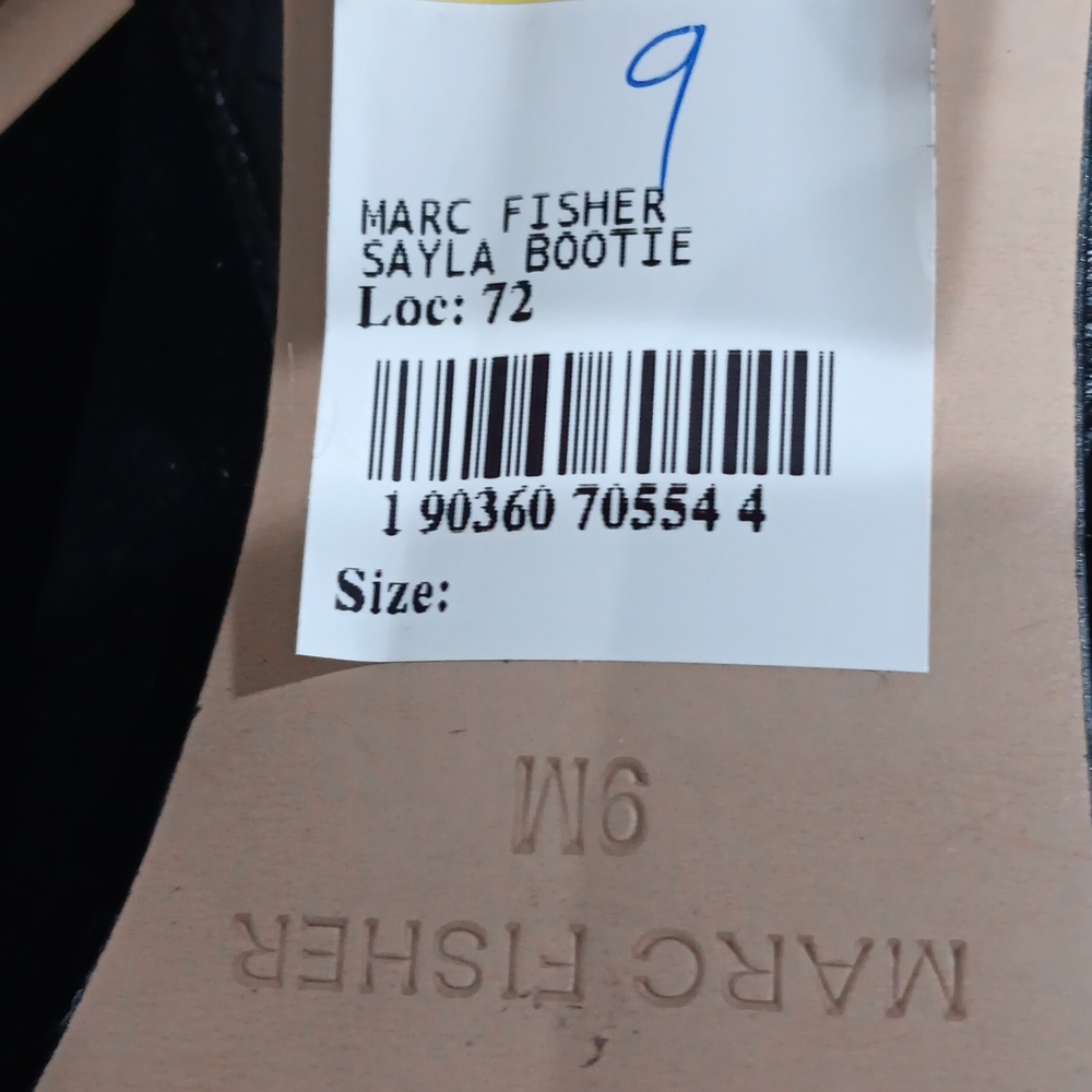 MARC FISHER. BLACK, MIXED MEDIA, "SAYLA" PEEP TOE BOOTIE. Size 9M. - Picture 6 of 11